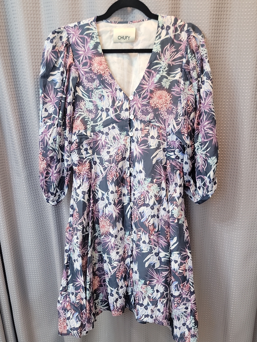 Anthropologie CHUFY Abstract Floral Shirt Dress Size S